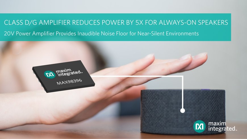 Cet amplificateur classe D/G Maxim Integrated offre le plus faible niveau de bruit du marché et consomme 5 fois moins au repos à la norme du marché avec une enceinte allumée en permanence